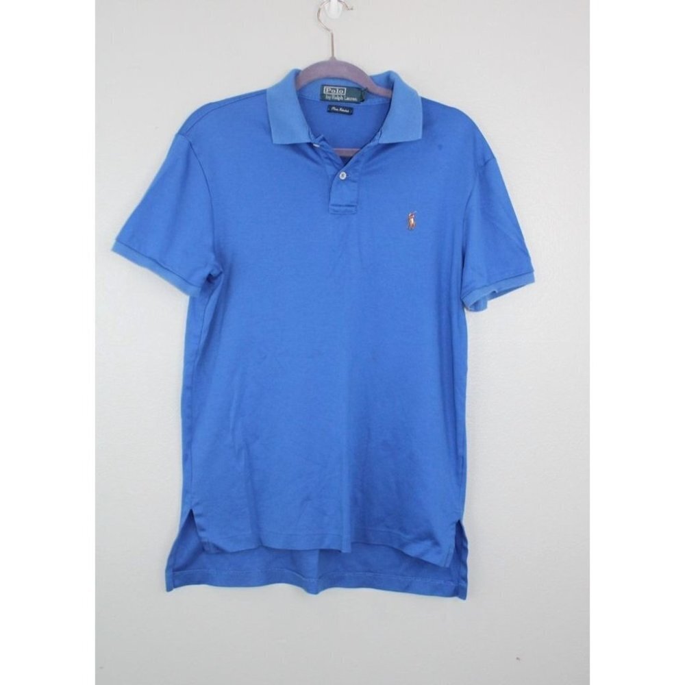 Polo Ralph Lauren Shirt Men's M Blue Polo Pima Interlock Soft Multicolor Pony